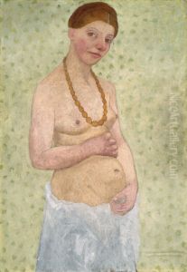 Self-portrait on the 6th wedding anniversary by Paula Modersohn-Becker