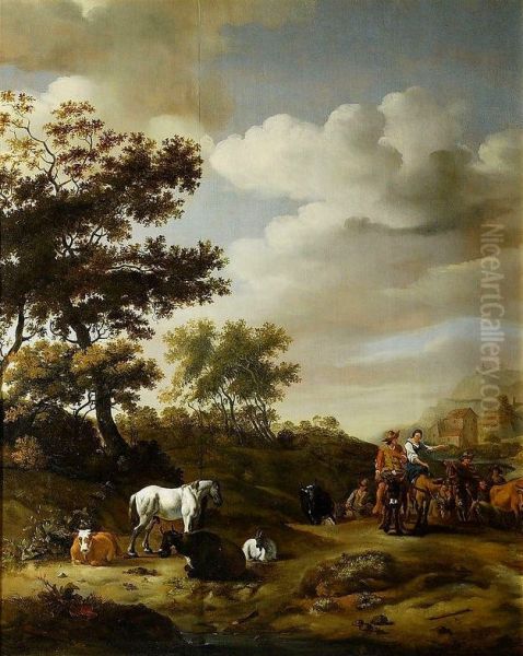 Landscape with travelers and cattle. - view 1