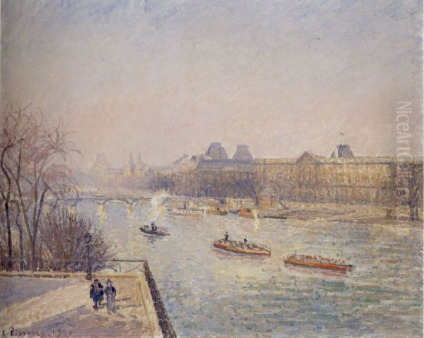 Morning, Winter Sunshine, Frost, the Pont-Neuf, the Seine, the Louvre, Soleil D'hiver Gella Blanc - view 1