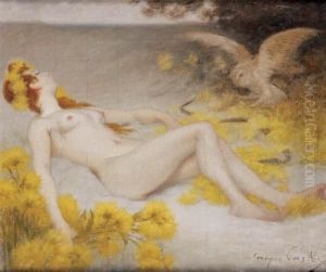 Reclining Nude With Owl And Snake Between Them