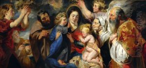 Holy Family surrounded by angels by Jacob Jordaens