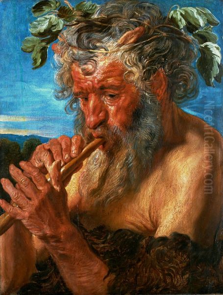 Pan playing flute - view 1