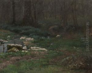 Sous-bois Traverse Par Un Ruisseau by Adolphe L. Degrange Castex-Degrange