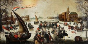 Winter Landscape with Skaters and Ice-Sailing by David Vinckboons I