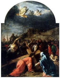 Jesus falls the first time.