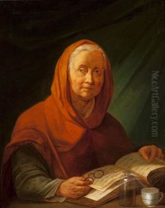 Stara kobieta czytajaca ksiazke by Jean-Pierre Norblin De La Gourdaine