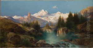 A Snowy Mountain Range (Path of Souls, Idaho) by Thomas Moran