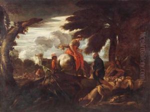 Die Begegnungzwischen Isaak Und Rebekka by Giovanni Francesco Castiglione
