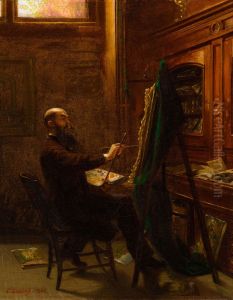 Worthington Whittredge in His Tenth Street Studio by Emanuel Leutze