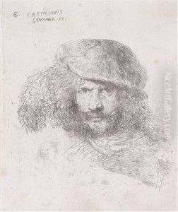 A Portrait Of A Man In A Plumed Hat by Giovanni Benedetto Castiglione