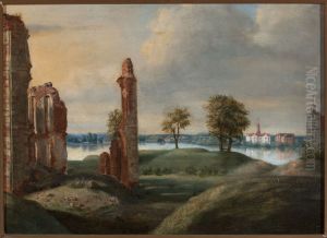 Birze litewskie z ruinami zamku Radziwillow by Franciszek Smuglewicz