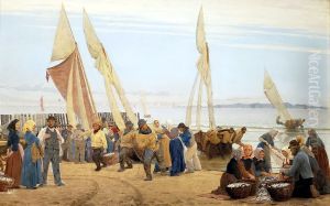 Morning at Hornbaek. The fishermen returning by Peder Severin Kroyer