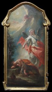 Elijah in the desert awakened by the angel by Biagio Bellotti