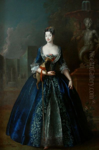 Portrait of Anna Orzelska with a pug. - view 1