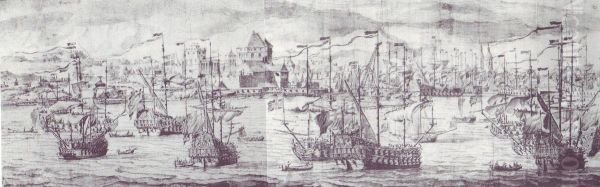The arrival of the English squadron near the shore of Bergen in Norway, 2-12 August 1665 - view 1