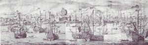 The arrival of the English squadron near the shore of Bergen in Norway, 2-12 August 1665 The arrival of the English squadron near the shore of Bergen in Norway, 2-12 August 1665