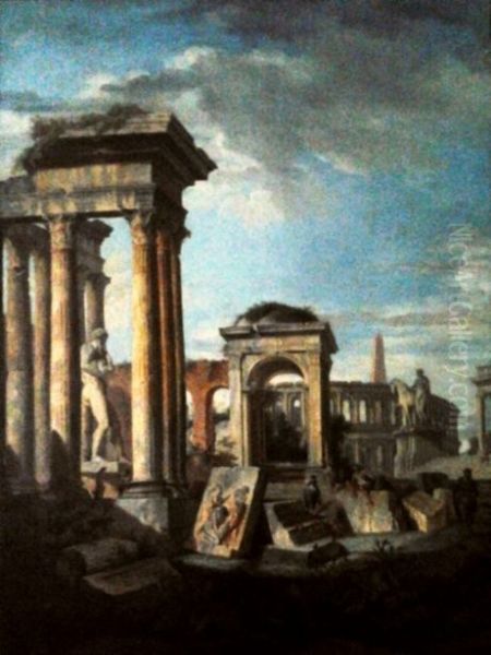 Ruins and the Colosseum in Rome. - view 1