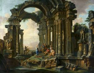 Architectural capriccio with Roman ruins.