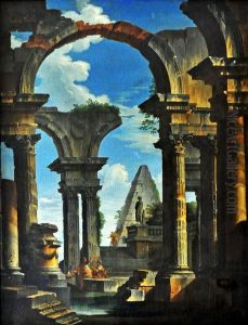 Roman ruins. by Giovanni Paolo Panini