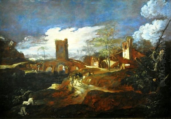 Landscape with a bridge and a tower. - view 1