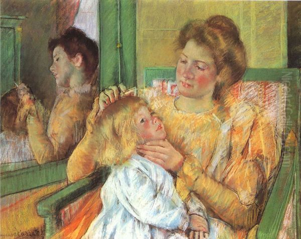 Mother Combing Child's Hair - view 1