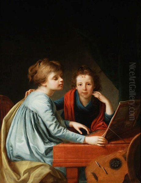 Portrait of the Pechwell girls at the clavichord - view 1