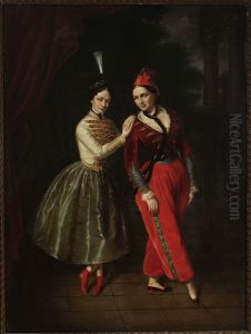 Portrait of the sisters Karolina and Anna Strauss, ballet dancers from Teatr Wielki