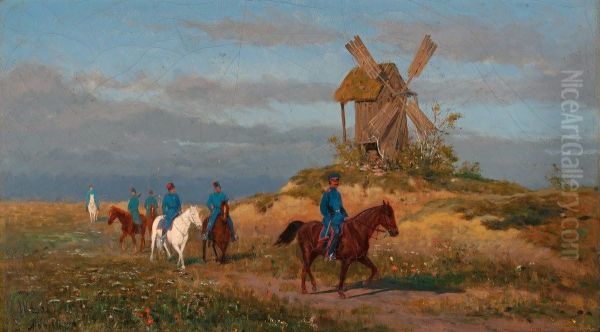 Soldiers on a field track - view 1