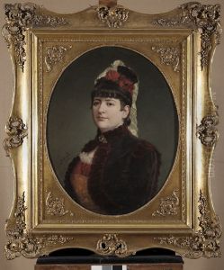 Portrait of a lady in a hat by Maurycy Sztencel