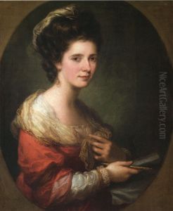Self-Portrait with Charcoal Holder and Sharpener by Angelica Kauffmann