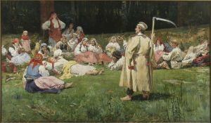 Harvesters resting by Wincenty Wodzinowski