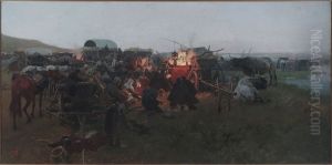 Prayer in the steppe by Jozef Brandt