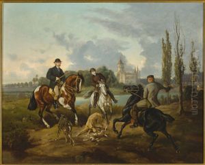 Hunting scene in Radziejowice by Juliusz Kossak