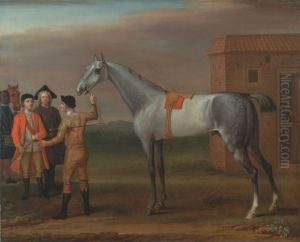 Lamprey, with His Owner Sir William Morgan, at Newmarket