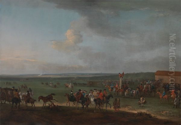 The Round Course at Newmarket, Cambridgeshire, Preparing for the King's Plate - view 1