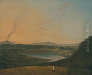 Lago d'Agnano with Vesuvius in the distance by Richard Wilson