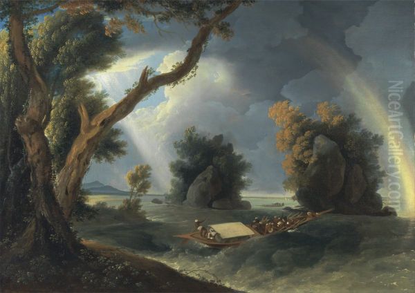 Storm on the Ganges, with Mrs. Hastings near the Col-gon Rocks - view 1