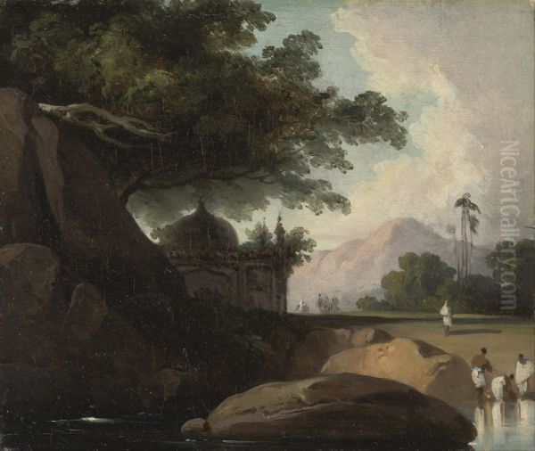 Indian Landscape with Temple - view 1