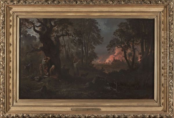 Fire in the village - view 1