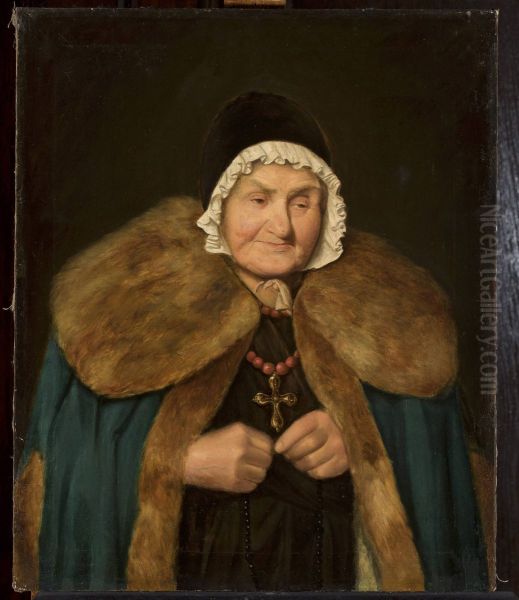 Old woman with a rosary - view 1