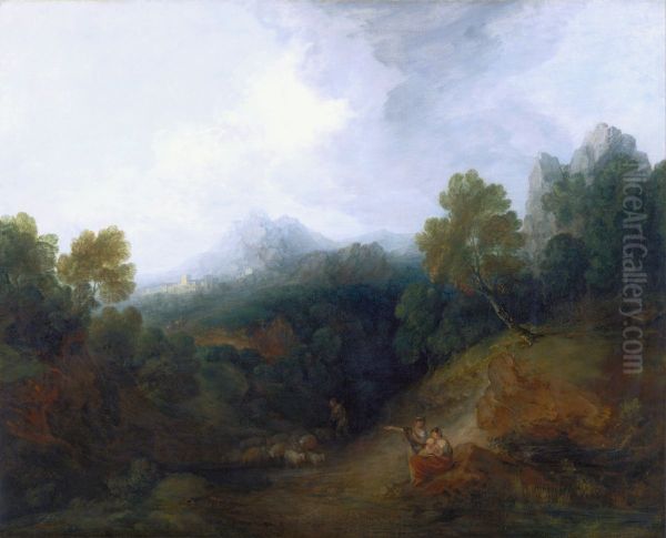 Landscape with a Flock of Sheep - view 1