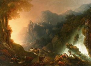 Mountain landscape with a waterfall Mountain landscape with a waterfall