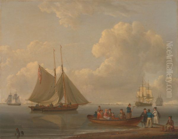 A Wherry Taking Passengers out to Two Anchored Packets - view 1