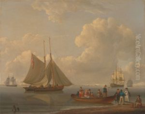 A Wherry Taking Passengers out to Two Anchored Packets by William Anderson