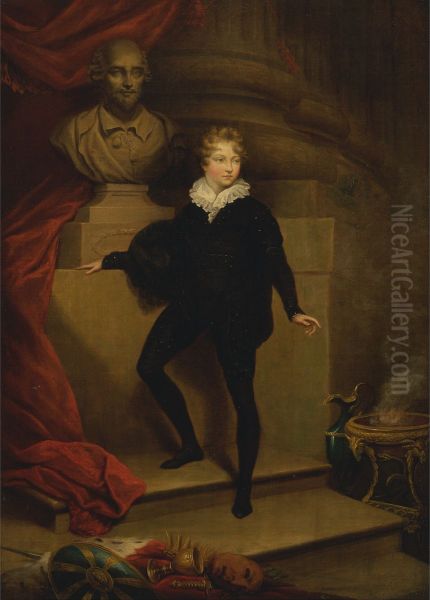 Master Betty as Hamlet, before a bust of Shakespeare - view 1