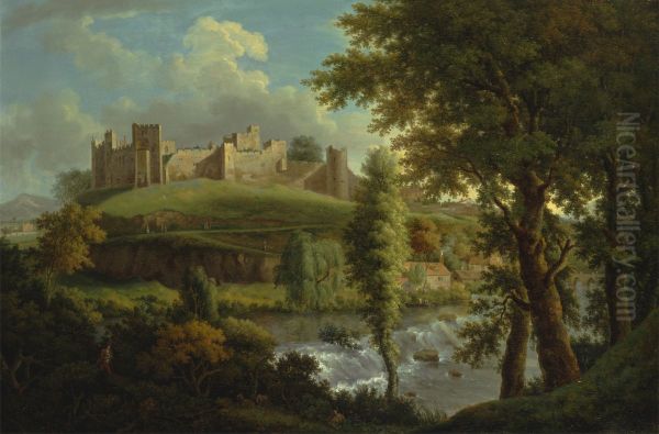 Ludlow Castle with Dinham Weir, from the South-West - view 1