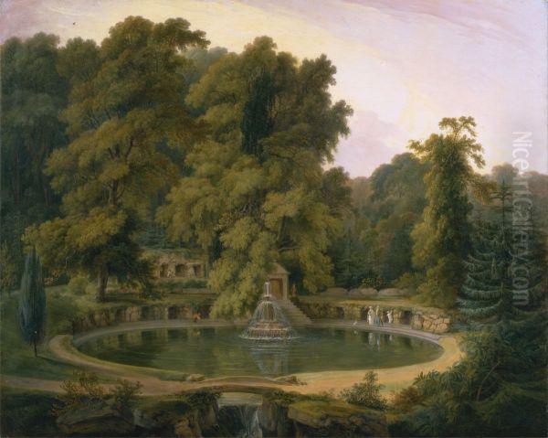 Temple, Fountain and Cave in Sezincote Park - view 1