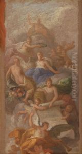 A Sketch of Gratitude Crowned by Peace, with Other Allegorical Figures of Industry, Fame and Plenty by James Thornhill