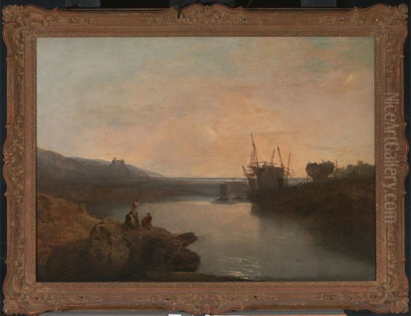 Harlech Castle, from Twgwyn Ferry, Summer's Evening Twilight - view 1