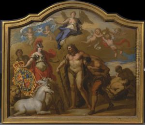 Allegory of the Power of Great Britain by Land, design for a decorative panel for George I's ceremonial coach by James Thornhill